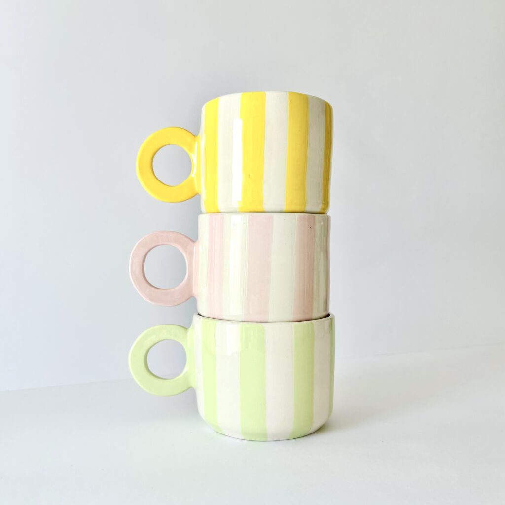 Set taza rayada + plato