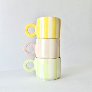 Set taza rayada + plato